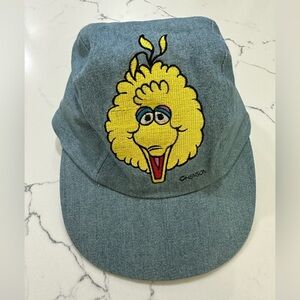 Vintage Sesame Street Kids Big Bird Denim Cap 90s made